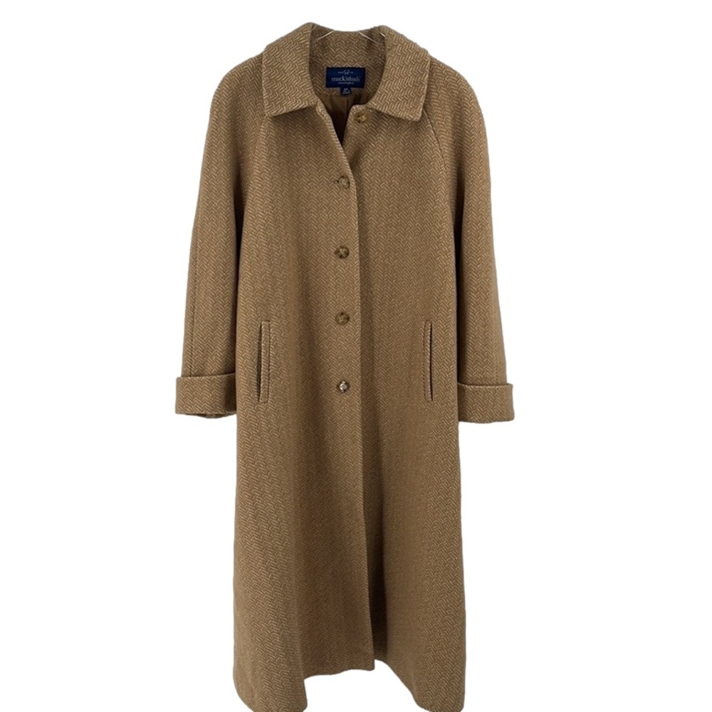 Vintage Mackintosh New England Wool Long Full Length Herringbone Dress Coat 16